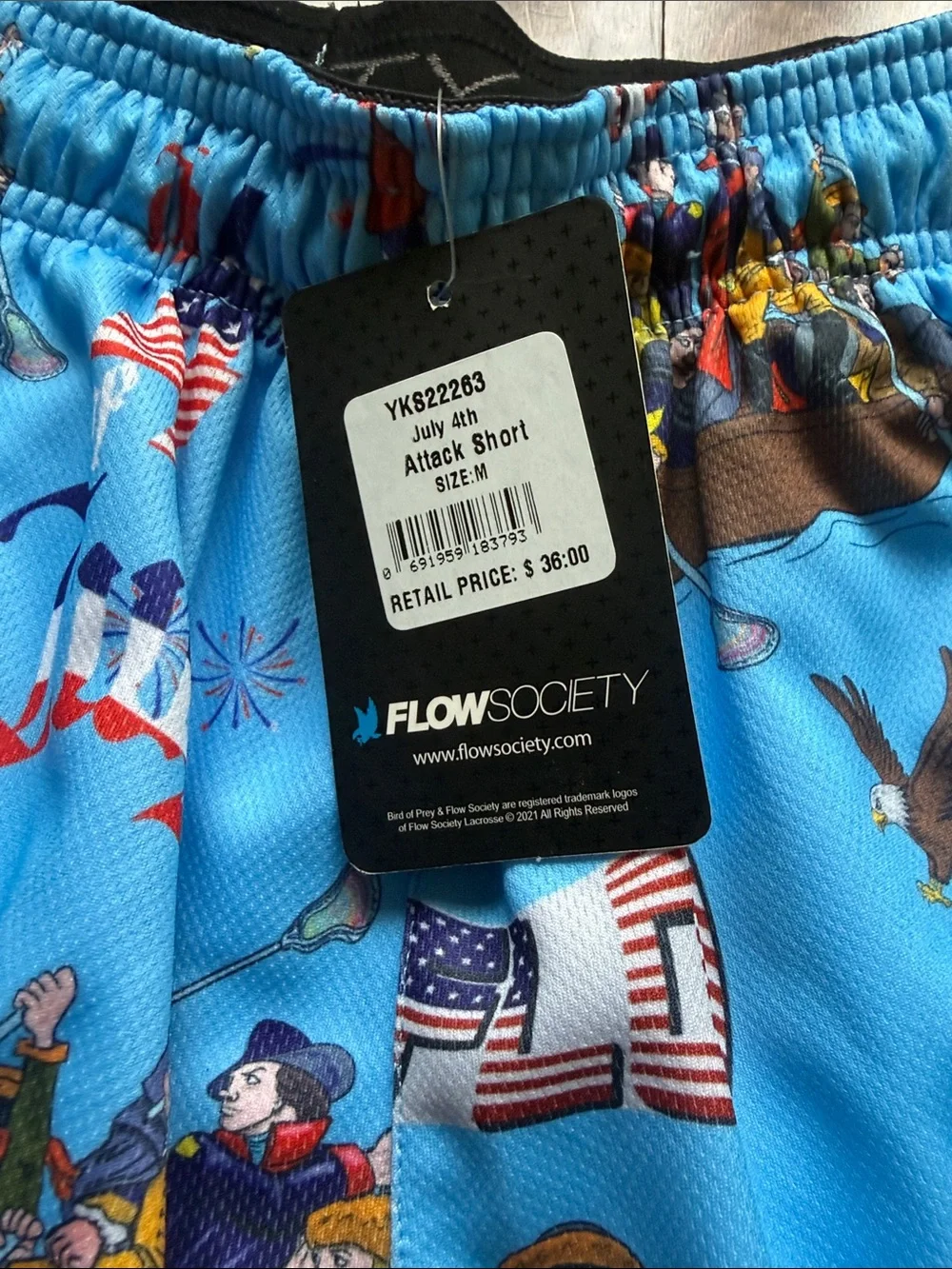Society Kids Shorts - Bright Blue & Orange Patriotic Print